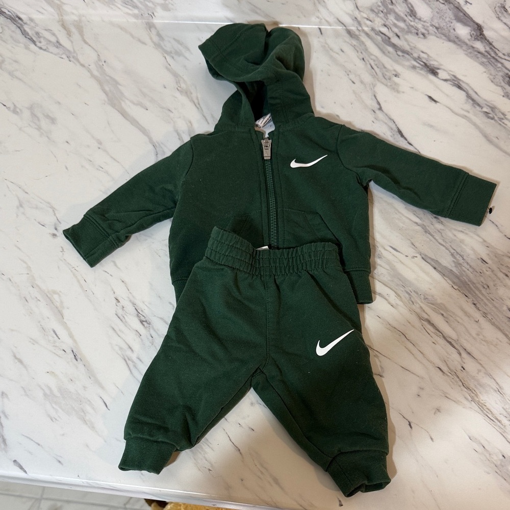 Nike Dark Green Baby Hoodie & Joggers with White Swoosh